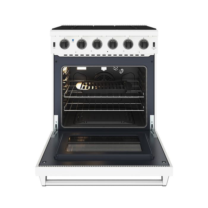 Thor Kitchen 30 Inch L-Series Professional Liquid Propane Range in White - front side open