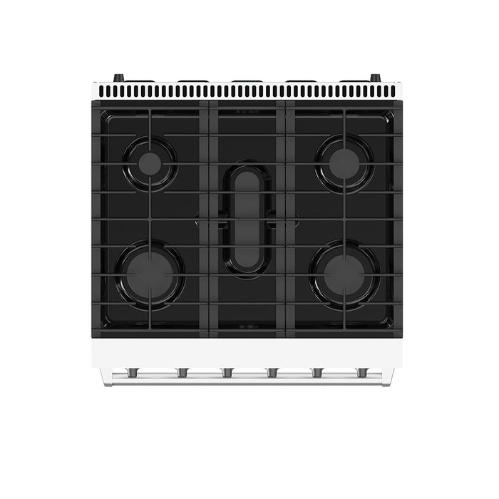 Thor Kitchen 30 Inch L-Series Professional Liquid Propane Range in White - top view