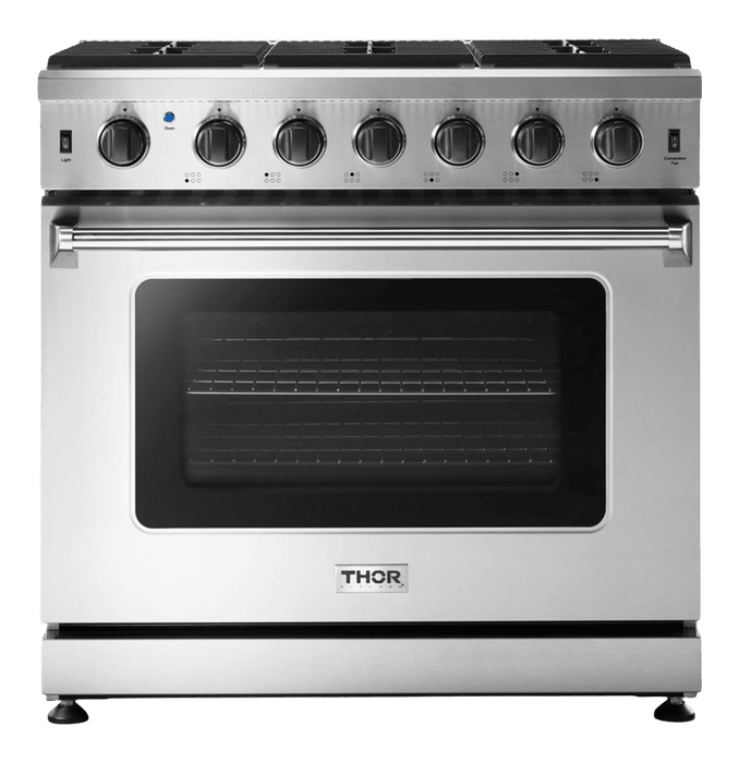 Thor Kitchen 36-Inch 6.0 Cu. Ft Single Oven Professional Gas Range in Stainless Steel (LRG3601U)