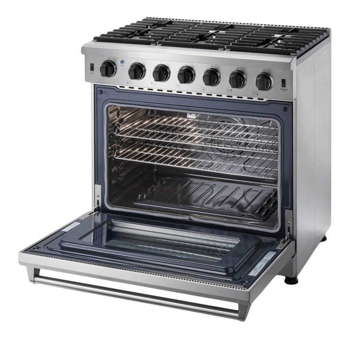 Thor Kitchen 36-Inch 6.0 Cu. Ft Single Oven Professional Gas Range in Stainless Steel (LRG3601U)