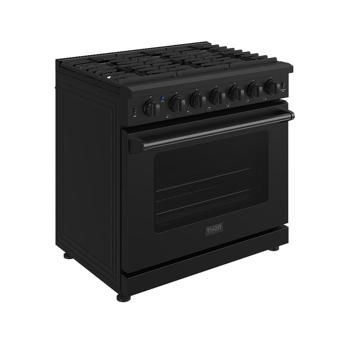 Thor Kitchen 36 Inch L-Series Professional Gas Range in Black (LRG3601UB)