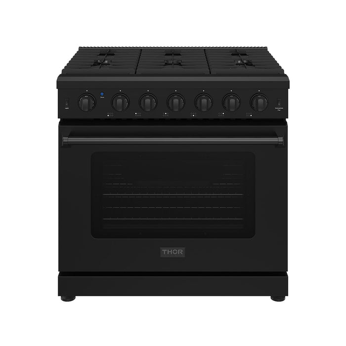 Thor Kitchen 36 Inch L-Series Professional Liquid Propane Range in Black
