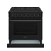 Thor Kitchen 36 Inch L-Series Professional Liquid Propane Range in Black - front side drawer out