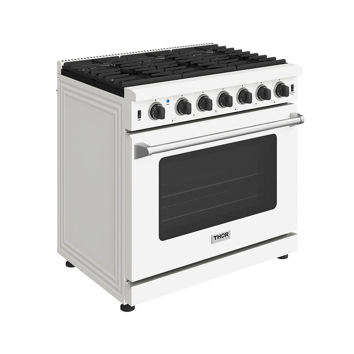Thor Kitchen 36 Inch L-Series Professional Gas Range in White (LRG3601UW)