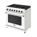 Thor Kitchen 36 Inch L-Series Professional Liquid Propane Range in White - front right side closed