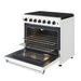 Thor Kitchen 36 Inch L-Series Professional Liquid Propane Range in White - front right side open