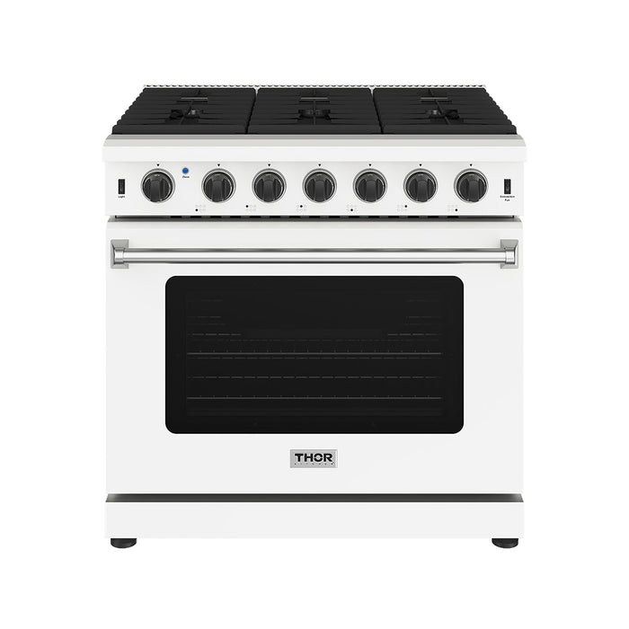 Thor Kitchen 36 Inch L-Series Professional Liquid Propane Range in White