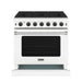 Thor Kitchen 36 Inch L-Series Professional Liquid Propane Range in White - front side drawer out