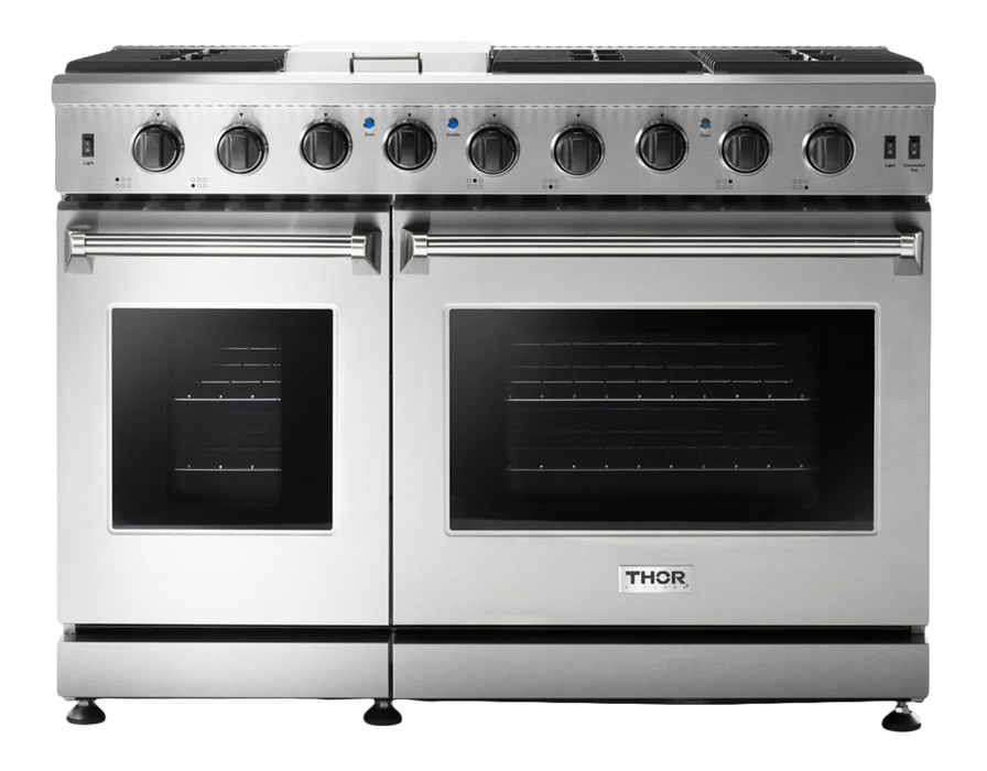 Thor Kitchen 48-Inch 6.8 cu. ft. Double Oven Gas Range in Stainless Steel (LRG4807U)