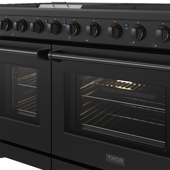Thor Kitchen 48 Inch L-Series Professional Liquid Propane Range in Black - close up
