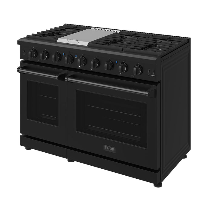 Thor Kitchen 48 Inch L-Series Professional Liquid Propane Range in Black - front right side closed