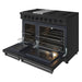 Thor Kitchen 48 Inch L-Series Professional Liquid Propane Range in Black - front right side open