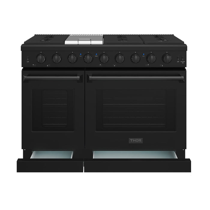 Thor Kitchen 48 Inch L-Series Professional Gas Range in Black (LRG4807UB)