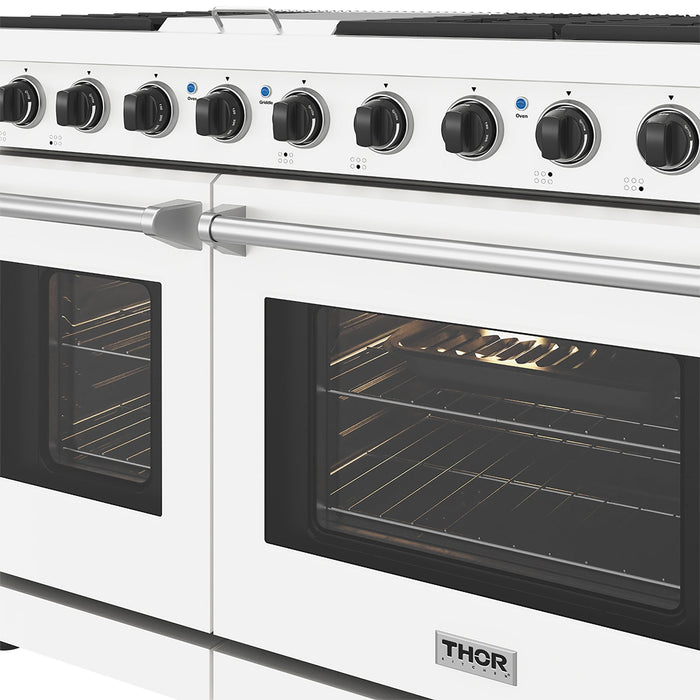 Thor Kitchen 48 Inch L-Series Professional Liquid Propane Range in White - close up