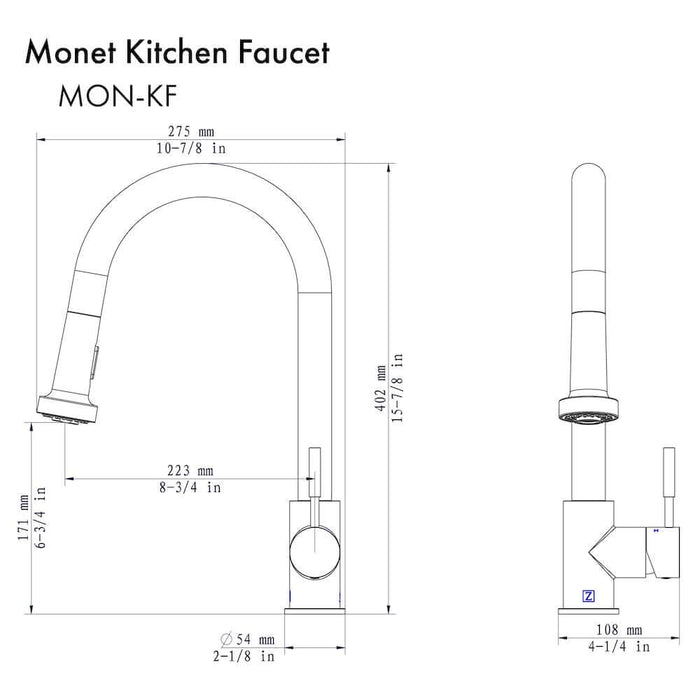 ZLINE Monet Kitchen Faucet in Matte Black (MON-KF-MB)