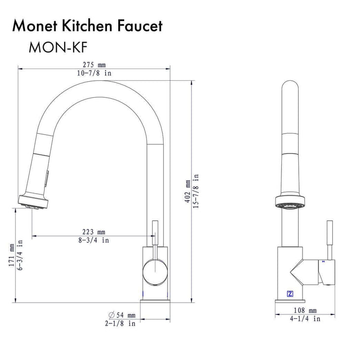 ZLINE Monet Kitchen Faucet in Brushed Nickel (MON-KF-BN)