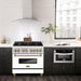 ZLINE Autograph Edition 36 in. 4.6 cu. ft. Legacy Dual Fuel Range with 6 Burner Gas Cooktop and Electric Convection Oven in Satin Stainless Steel with White Matte Door and Champagne Bronze Accents (RASZ-WM-36-CB)