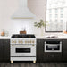 ZLINE Autograph Edition 36 in. Satin Stainless Steel Wall Mount Range Hood with Accent Handle (8654SNZ-36)