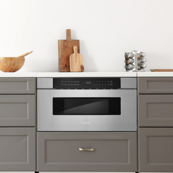 Cosmo 30 in. Built-in Microwave Drawer with Automatic Presets, Touch Controls, Defrosting Rack and 1.2 cu. ft. Capacity in Stainless Steel - COS-MWD3012NHSS