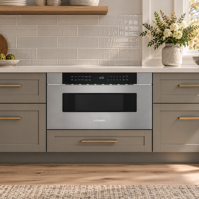 Cosmo 30 in. Built-in Microwave Drawer with Automatic Presets, Touch Controls, Defrosting Rack and 1.2 cu. ft. Capacity in Stainless Steel - COS-MWD3012NHSS
