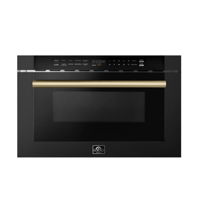 FORNO 5-Piece Black Stainless Steel Kitchen Bundle – Home Depot Exclusive – 30” Electric Range, 30” French Door Refrigerator, 30” Range Hood, 24” Microwave Drawer, 24” Built-In Dishwasher | SKU: FBDL-THD-003BLK