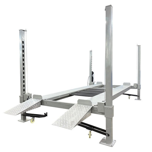 NOS10000 4-post car lift with ramps and drip trays for auto storage and service