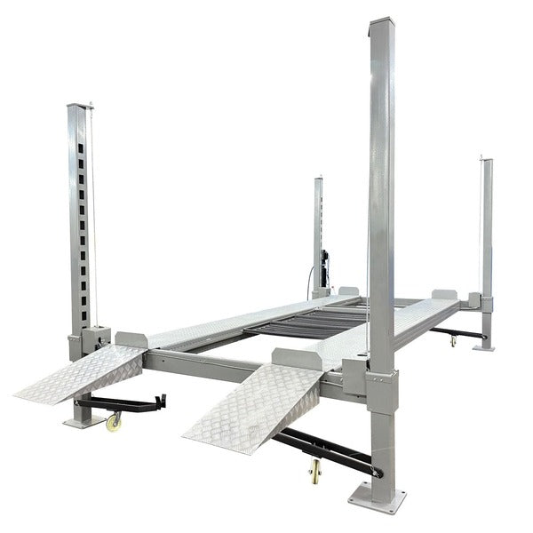 NOS10000 4-post car lift with ramps and drip trays for auto storage and service