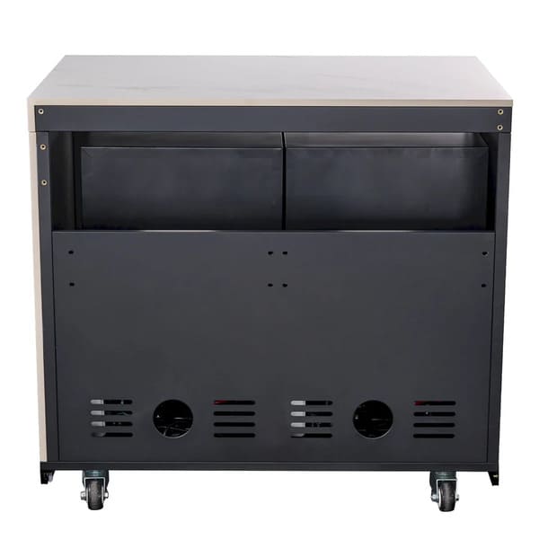 FORNO Rimini Outdoor Kitchen 30-Inch BBQ 62,000 BTU, 4.8 cu.ft. Beverage Center, Stainless Steel Sink, White Countertops FODKT2575WHT