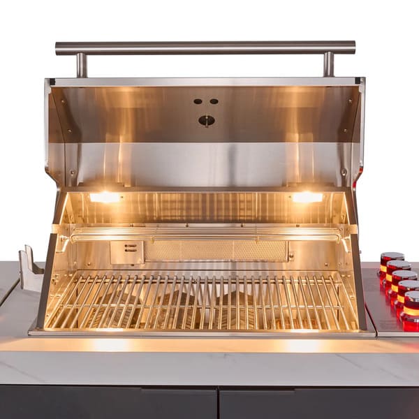FORNO Rimini Outdoor Kitchen 30-Inch BBQ 62,000 BTU, 4.8 cu.ft. Beverage Center, Stainless Steel Sink, White Countertops FODKT2575WHT