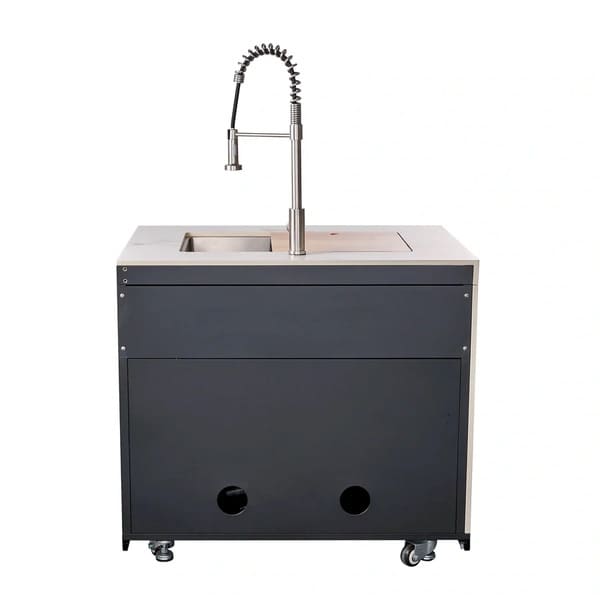 FORNO Rimini Outdoor Kitchen 30-Inch BBQ 62,000 BTU, 4.8 cu.ft. Beverage Center, Stainless Steel Sink, White Countertops FODKT2575WHT