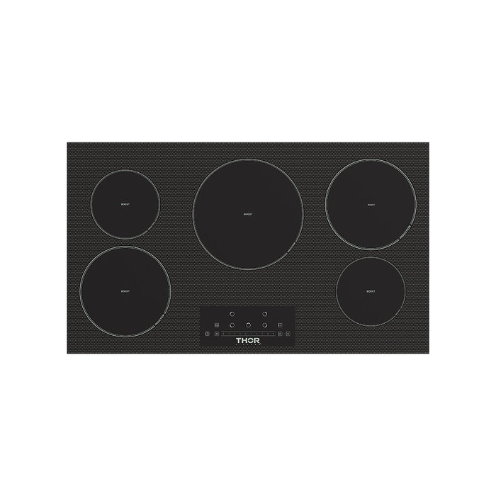 Thor Kitchen 36 Inch 5-Element Induction Cooktop in Black with Touch Controls
