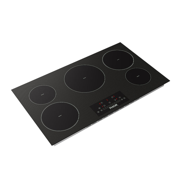 Thor Kitchen 36 Inch 5-Element Induction Cooktop in Black with Touch Controls (PIH36)