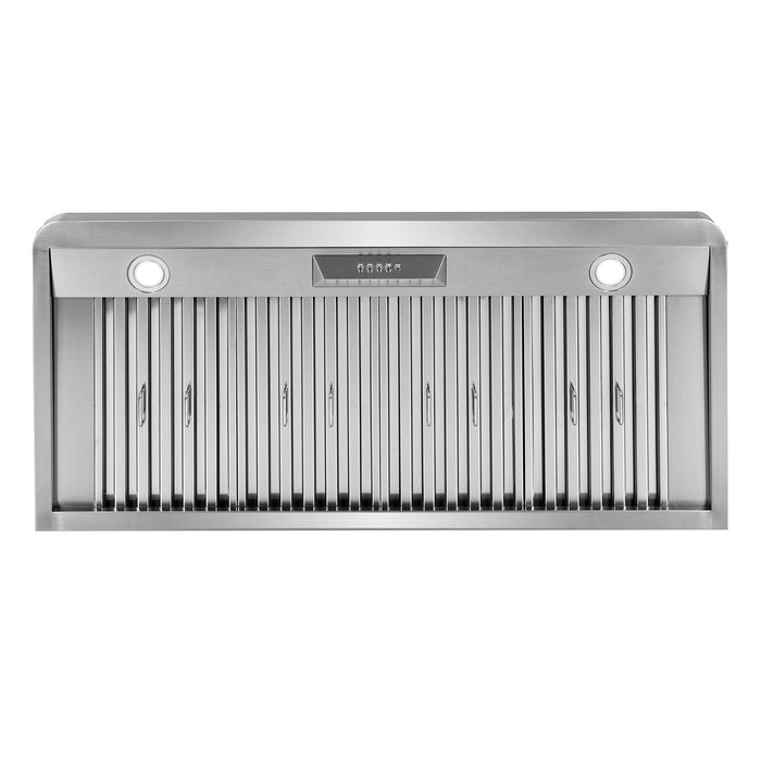Cosmo 48 in. Under Cabinet Range Hood with Push Button Controls, Permanent Filters, 3-Speed Fan and LED Lights in Stainless Steel - COS-QB48
