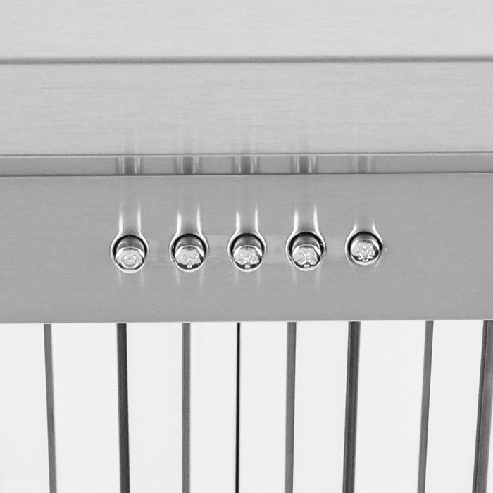 Cosmo 48 in. Under Cabinet Range Hood with Push Button Controls, Permanent Filters, 3-Speed Fan and LED Lights in Stainless Steel - COS-QB48