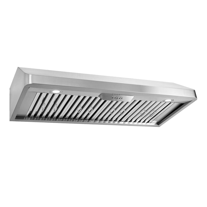 Cosmo 48 in. Under Cabinet Range Hood with Push Button Controls, Permanent Filters, 3-Speed Fan and LED Lights in Stainless Steel - COS-QB48
