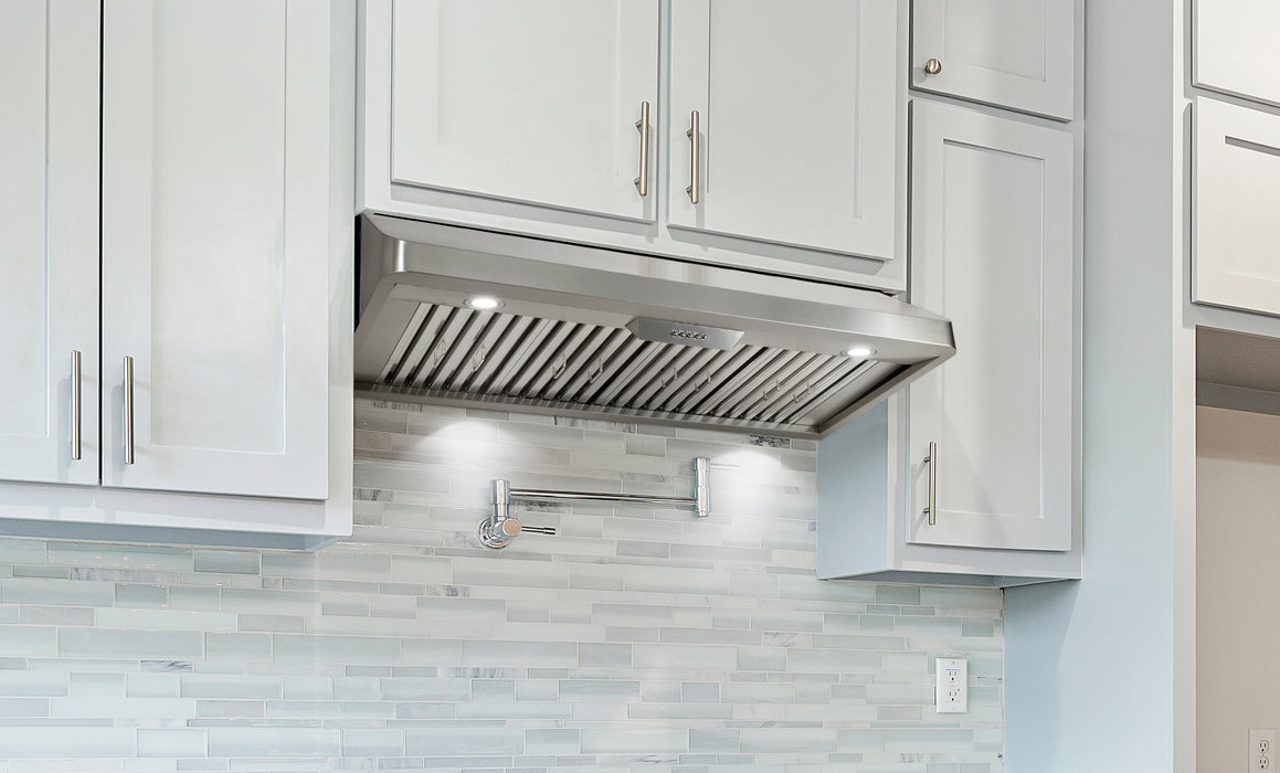 Cosmo 48 in. Under Cabinet Range Hood with Push Button Controls, Permanent Filters, 3-Speed Fan and LED Lights in Stainless Steel - COS-QB48