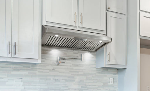 Cosmo 48 in. Under Cabinet Range Hood with Push Button Controls, Permanent Filters, 3-Speed Fan and LED Lights in Stainless Steel - COS-QB48