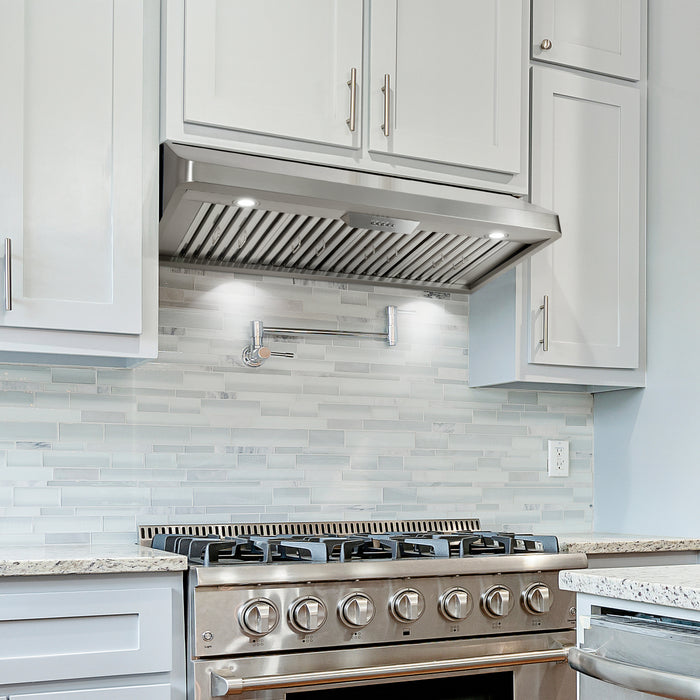 Cosmo 48 in. Under Cabinet Range Hood with Push Button Controls, Permanent Filters, 3-Speed Fan and LED Lights in Stainless Steel - COS-QB48