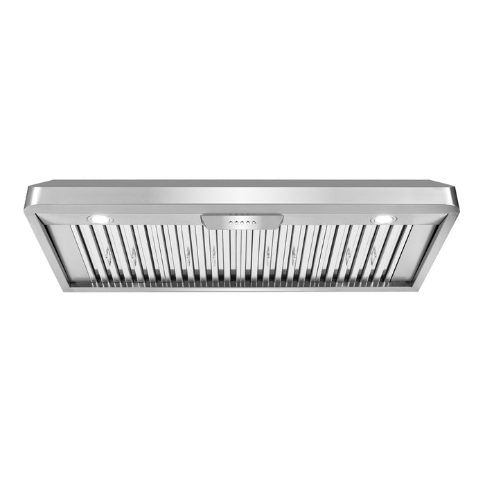 Cosmo 48 in. Under Cabinet Range Hood with Push Button Controls, Permanent Filters, 3-Speed Fan and LED Lights in Stainless Steel - COS-QB48