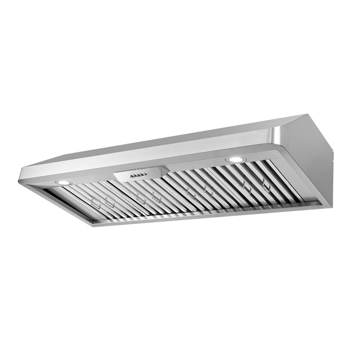 Cosmo 48 in. Under Cabinet Range Hood with Push Button Controls, Permanent Filters, 3-Speed Fan and LED Lights in Stainless Steel - COS-QB48