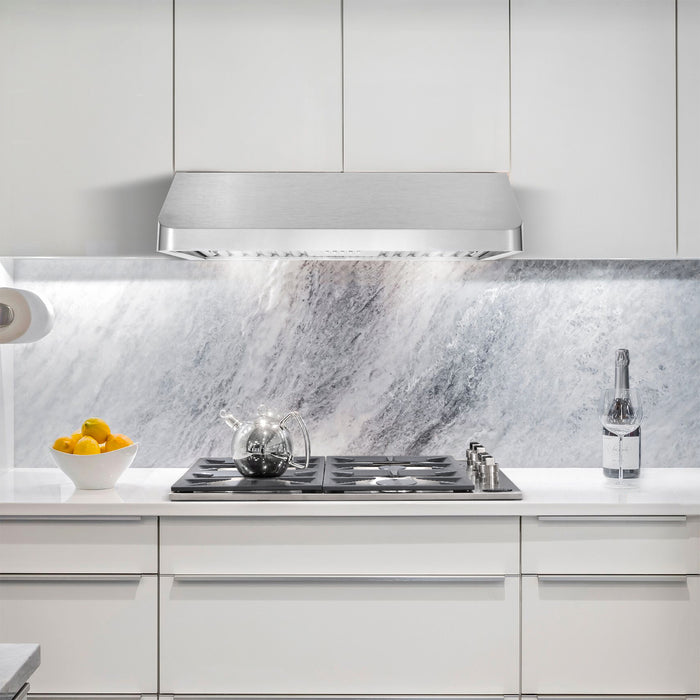 Cosmo 30 in. Ducted Under Cabinet Range Hood in Stainless Steel with Push Button Controls, LED Lighting and Permanent Filters - COS-QB75