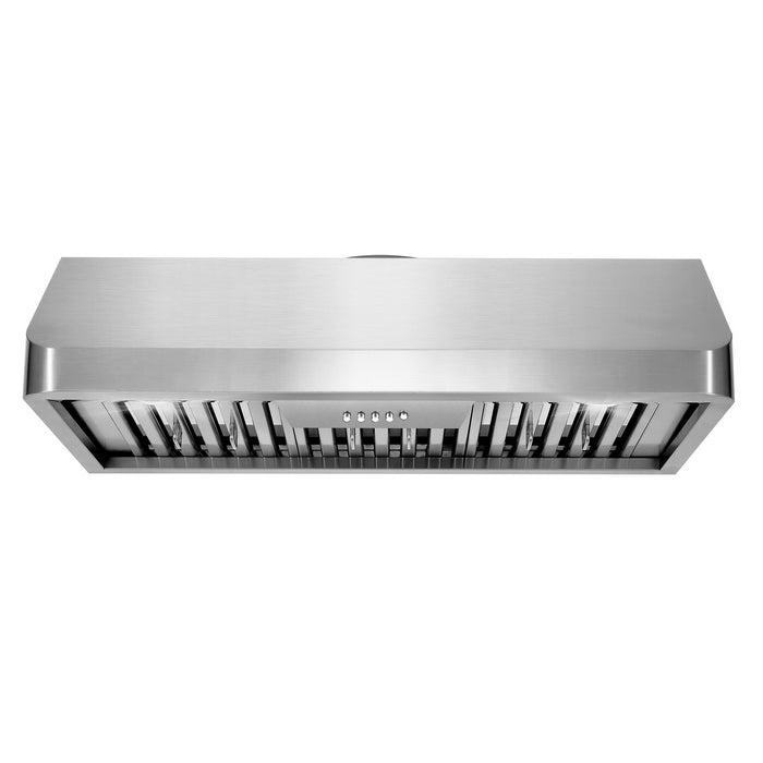Cosmo 36" Under Cabinet Stainless Steel Range Hood with Push Button Controls - COS-QB90
