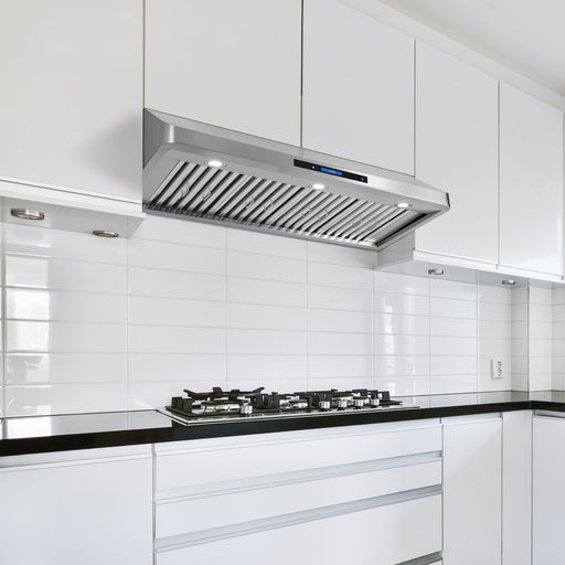 Cosmo 48 in. Ducted Under Cabinet Range Hood with Soft-Touch Controls, Permanent Filters, 4-Speed Fan, LED Lights in Stainless Steel - COS-QS48