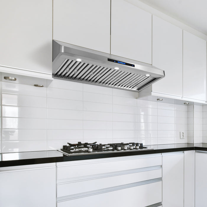 Cosmo 48 in. Ducted Under Cabinet Range Hood with Soft-Touch Controls, Permanent Filters, 4-Speed Fan, LED Lights in Stainless Steel - COS-QS48