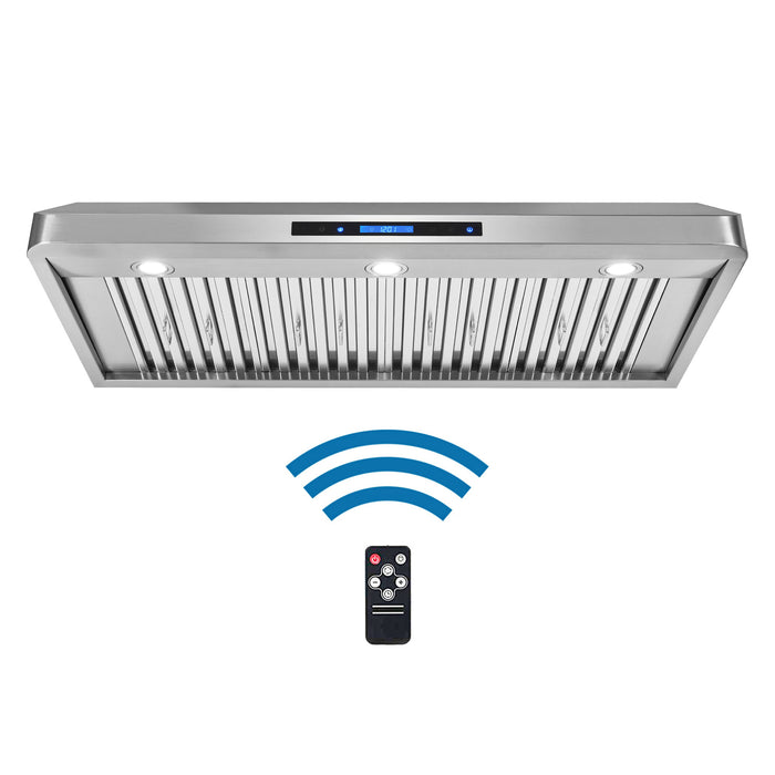 Cosmo 48 in. Ducted Under Cabinet Range Hood with Soft-Touch Controls, Permanent Filters, 4-Speed Fan, LED Lights in Stainless Steel - COS-QS48
