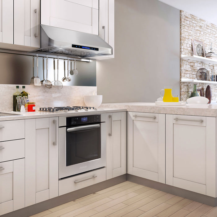 Cosmo 30 in. Ducted Under Cabinet Range Hood in Stainless Steel with Touch Display, LED Lighting and Permanent Filters - COS-QS75