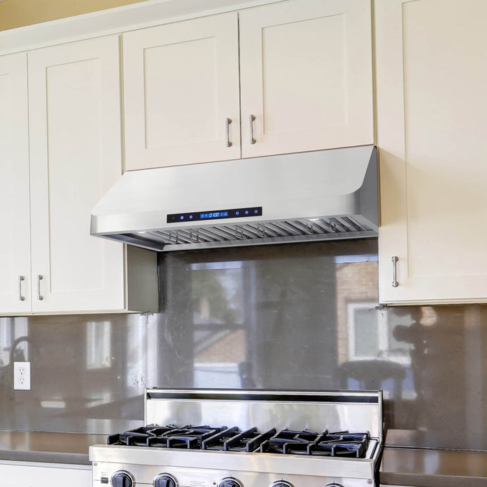 Cosmo 36 in. Ducted Under Cabinet Range Hood in Stainless Steel with Touch Display, LED Lighting and Permanent Filters - COS-QS90
