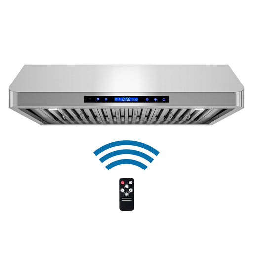 Cosmo 36 in. Ducted Under Cabinet Range Hood in Stainless Steel with Touch Display, LED Lighting and Permanent Filters - COS-QS90