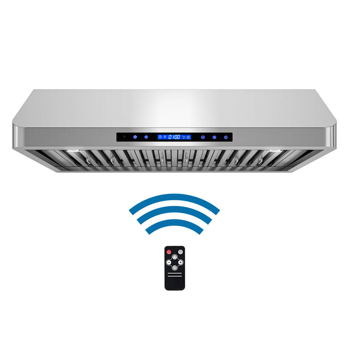 Cosmo 36 in. Ducted Under Cabinet Range Hood in Stainless Steel with Touch Display, LED Lighting and Permanent Filters - COS-QS90