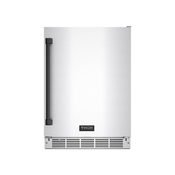 Gordon Ramsay THOR 24" Outdoor Beverage Cooler - Stainless Steel / Black - front door closed